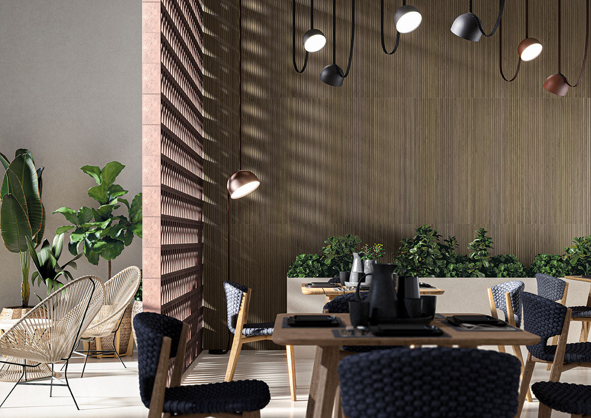 MSI URBANSLAT TAWNY WALL TILE, installed in a room