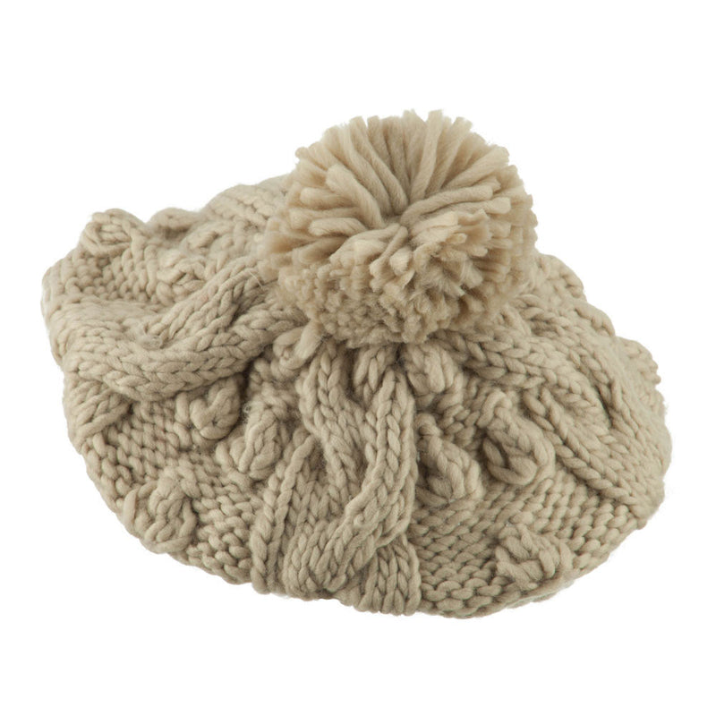 Twist Beret Knitted with Pom Pom
