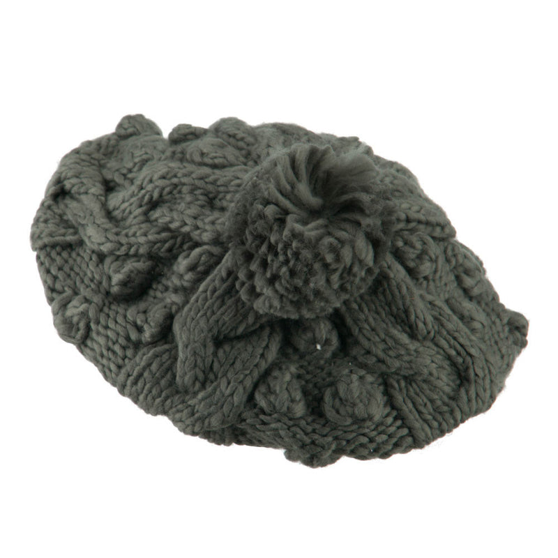 Twist Beret Knitted with Pom Pom