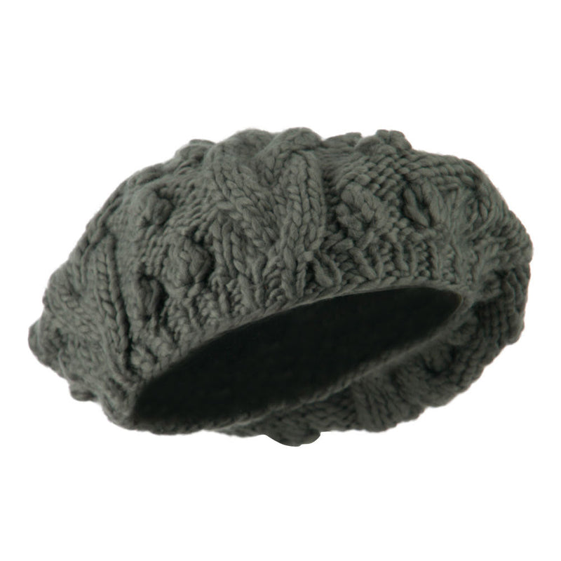 Twist Beret Knitted with Pom Pom