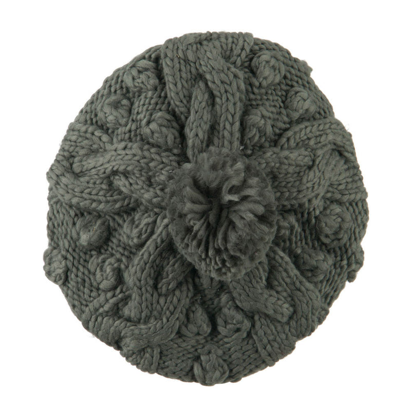 Twist Beret Knitted with Pom Pom