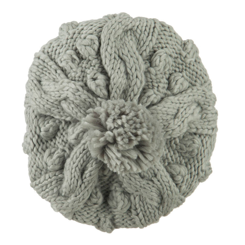 Twist Beret Knitted with Pom Pom