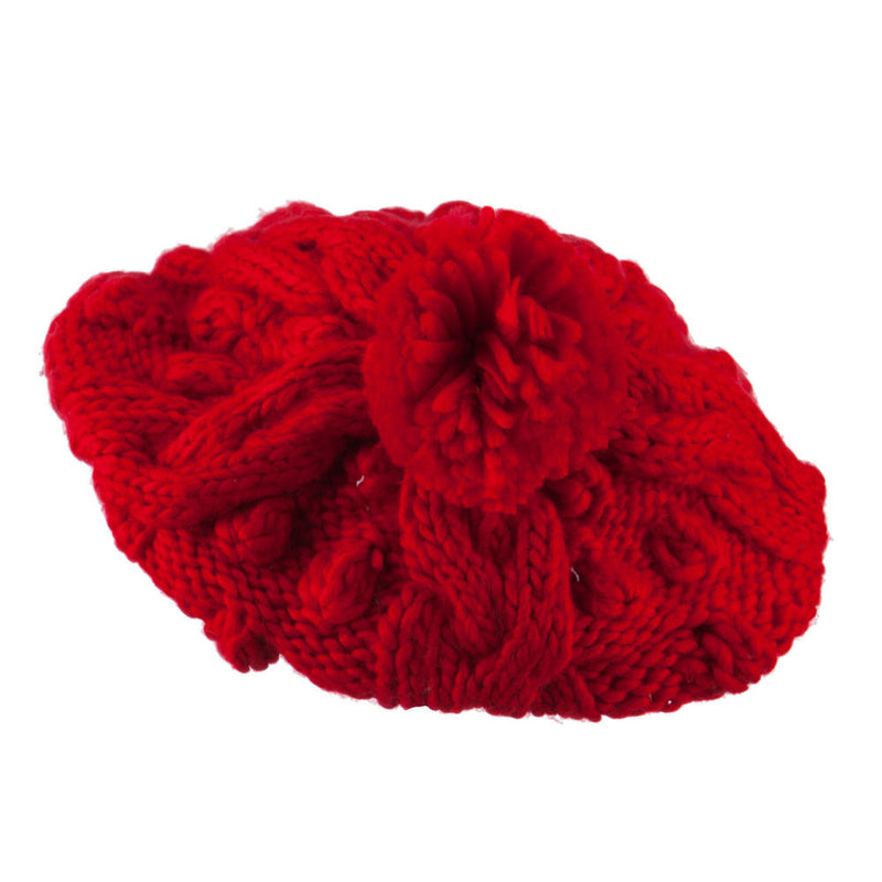 Twist Beret Knitted with Pom Pom