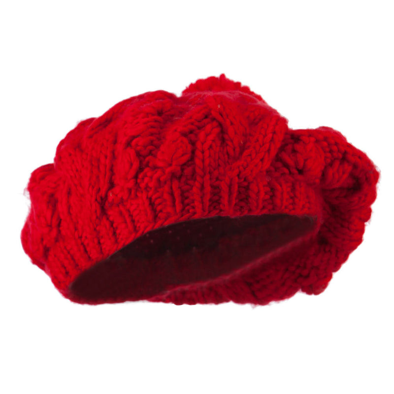 Twist Beret Knitted with Pom Pom