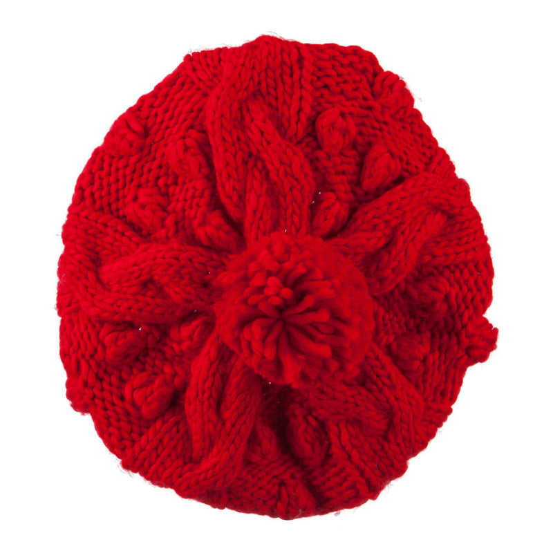Twist Beret Knitted with Pom Pom