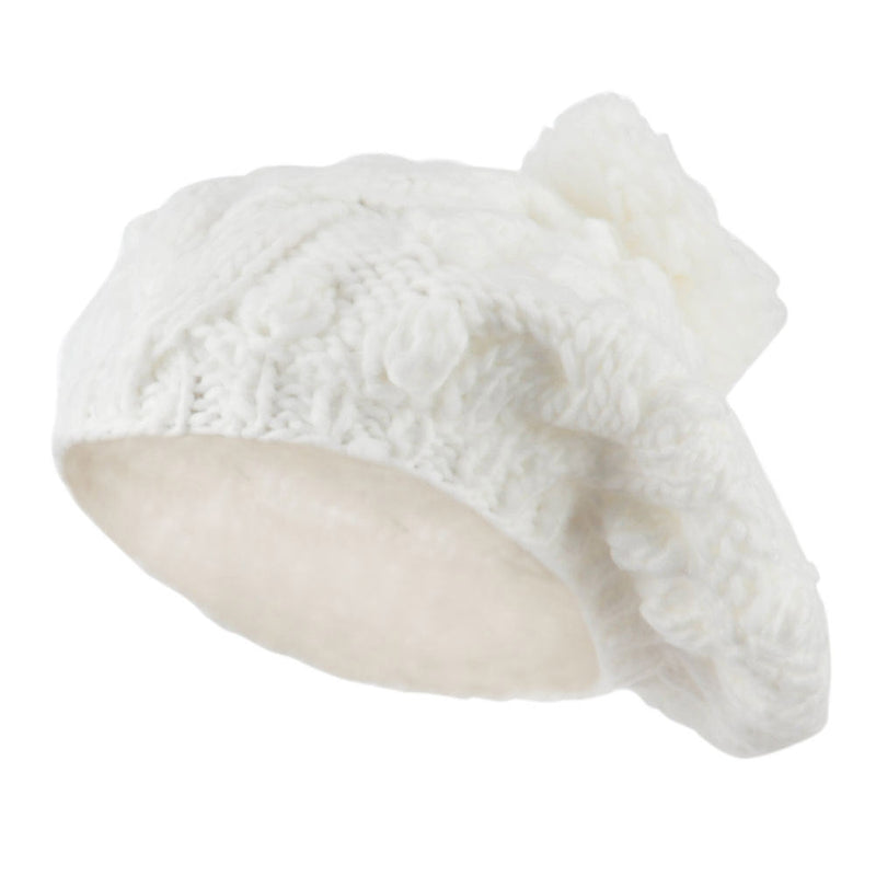 Twist Beret Knitted with Pom Pom