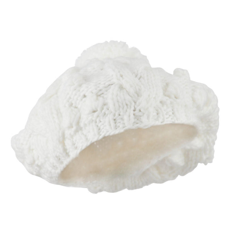 Twist Beret Knitted with Pom Pom