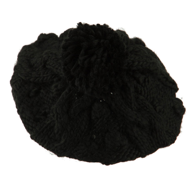Twist Beret Knitted with Pom Pom