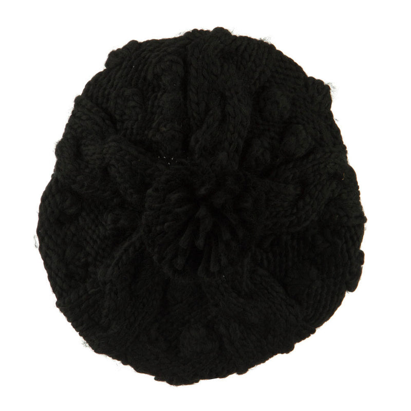 Twist Beret Knitted with Pom Pom