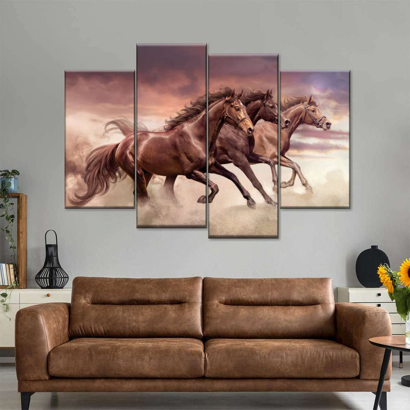 Three Running Horses Wall Art