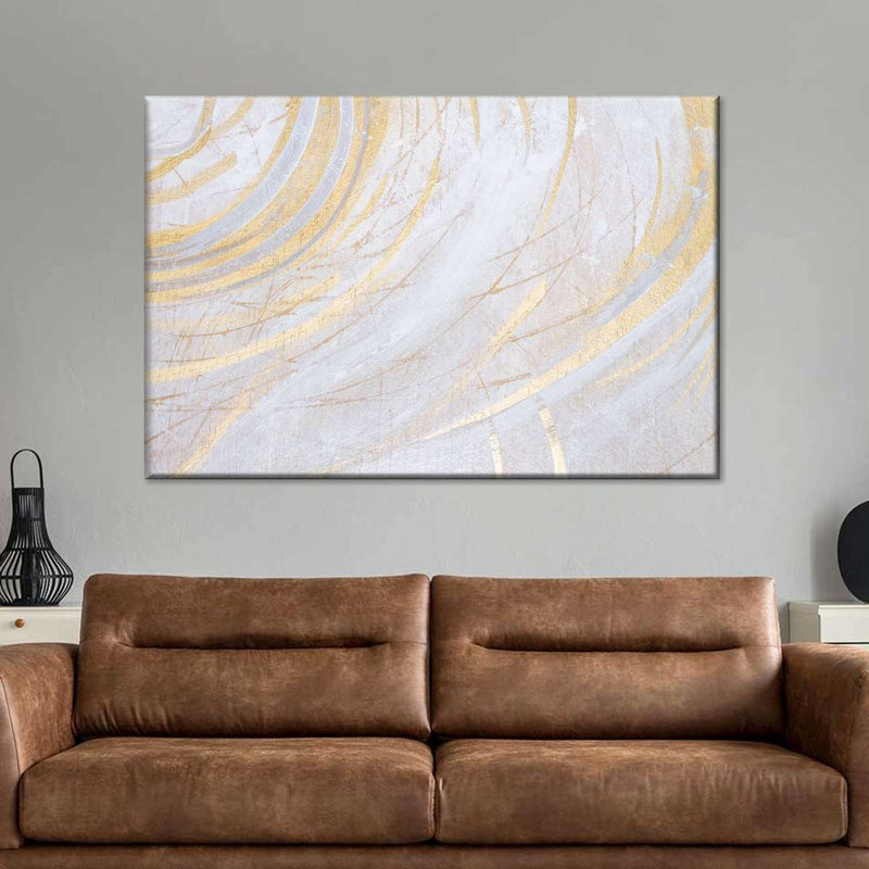 White And Gold Abstract Wall Art