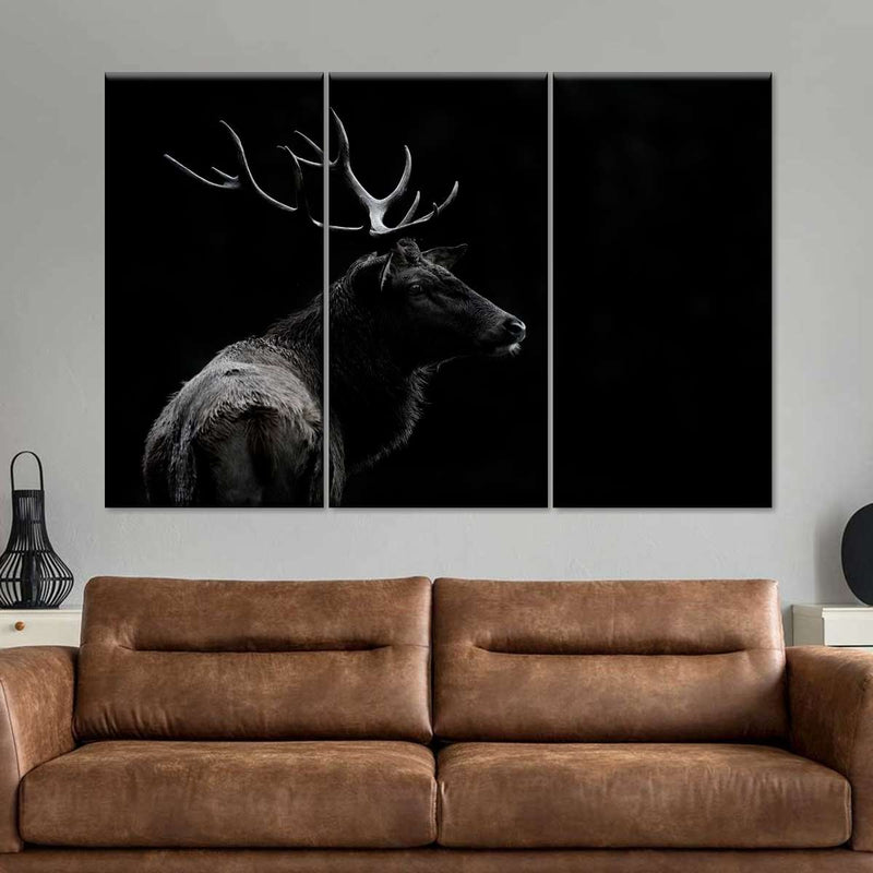 Monochrome Bull Elk Wall Art