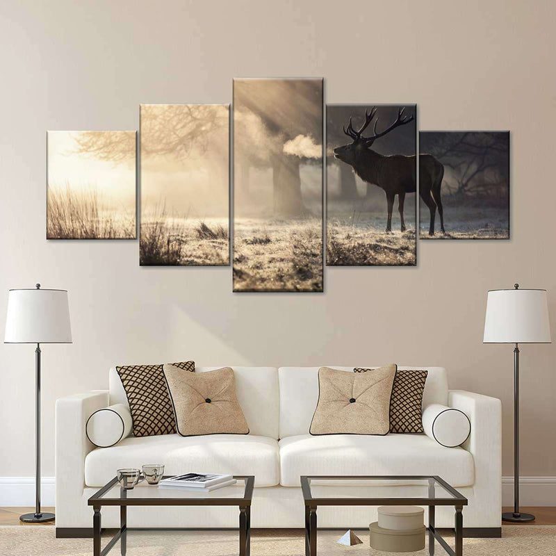 Wild Deer In Snow Wall Art