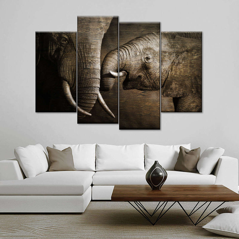 Affectionate Elephants Wall Art