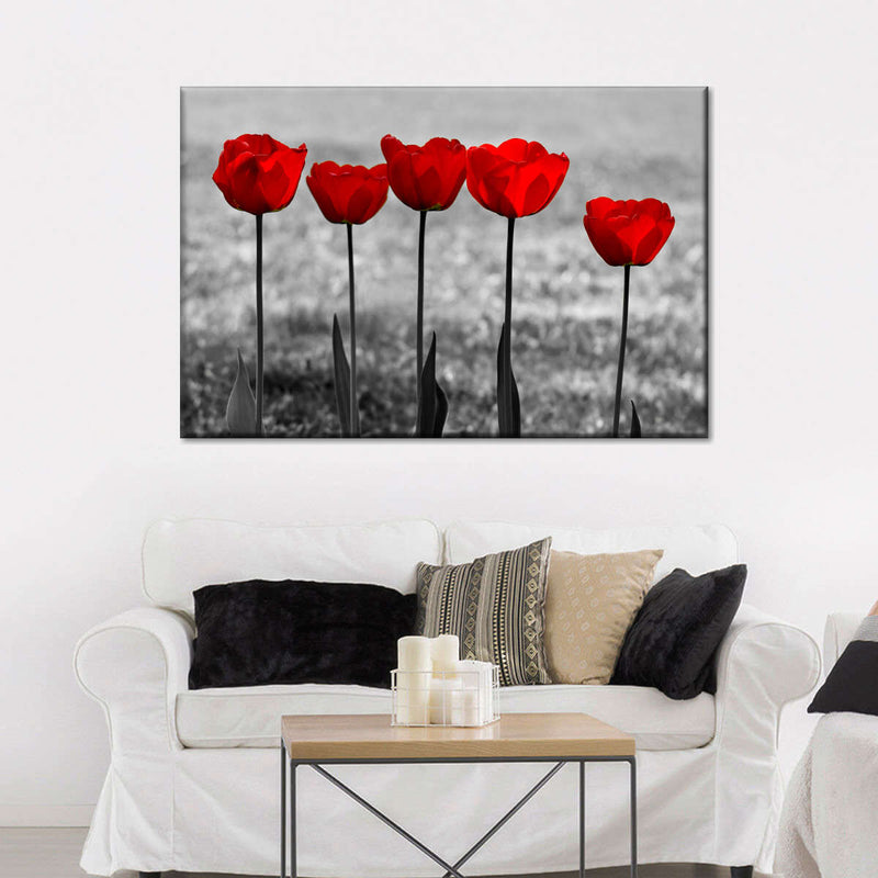 Five Red Tulips Wall Art