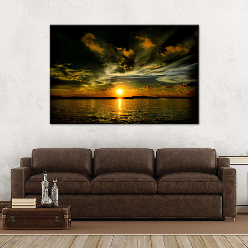 Glowing Beach Sunset Wall Art