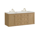 James Martin Laurent 60" Dual Mount Double Bathroom Vanity, Light Natural Oak