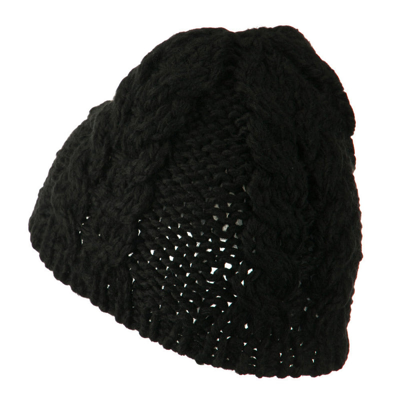 Thick Cable Knit Beanie Cap
