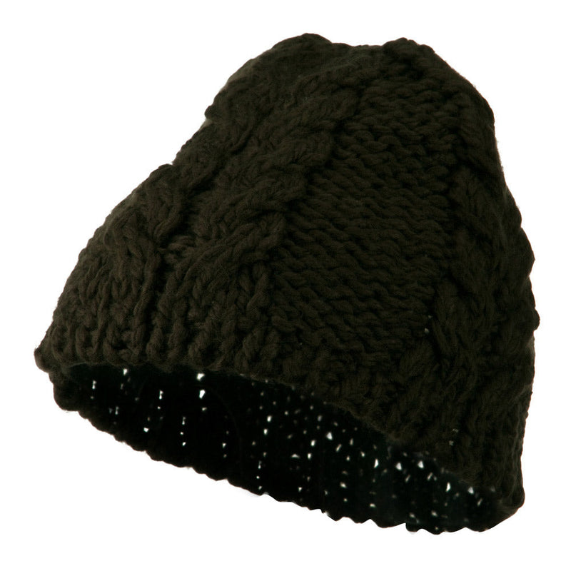 Thick Cable Knit Beanie Cap