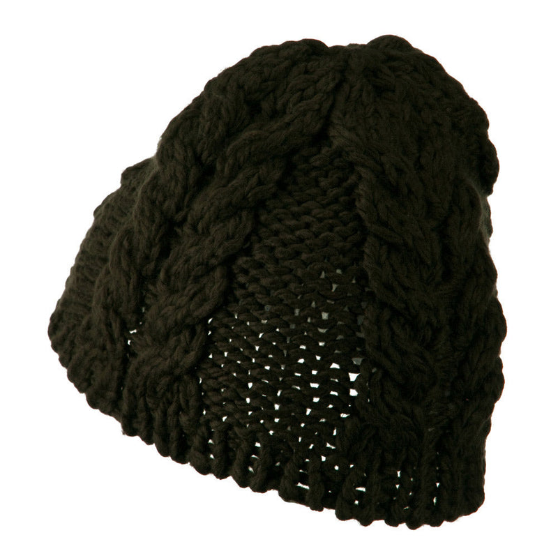 Thick Cable Knit Beanie Cap