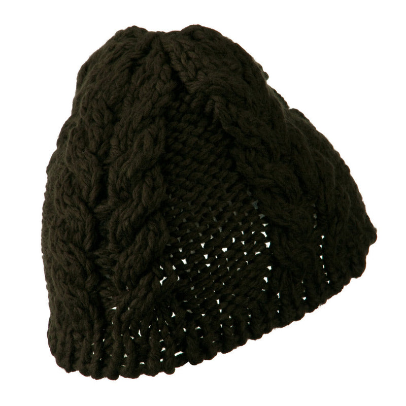 Thick Cable Knit Beanie Cap