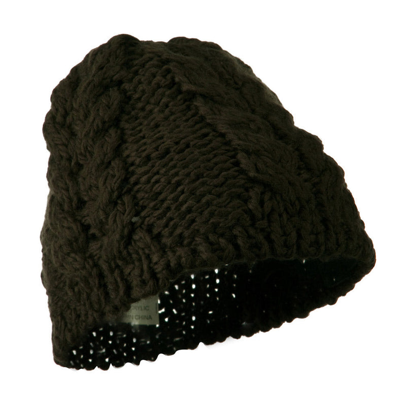 Thick Cable Knit Beanie Cap