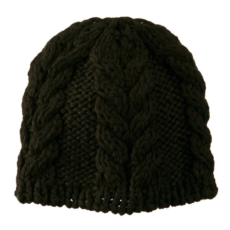 Thick Cable Knit Beanie Cap