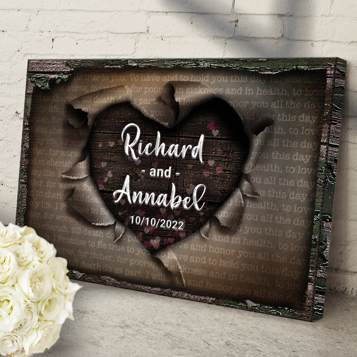 Unwrapped Heart Wedding Vows Sign, photo 3 of 6