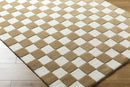 Timin Brown Checkered Wool Area Carpet