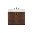 James Martin Amberly 30" Dual Mount Single Bathroom Vanity, Mid-Century Walnut