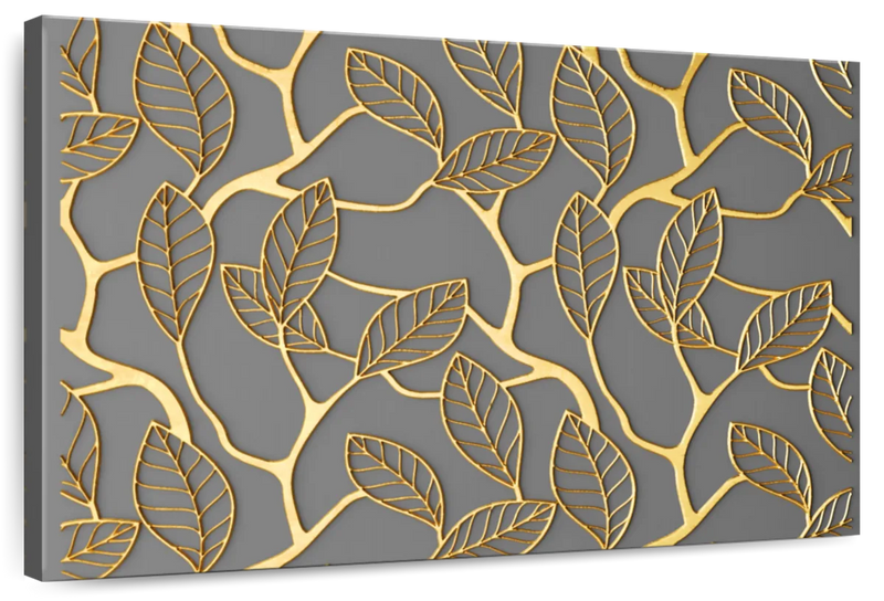 Gold Leaves Lattice Wall Art