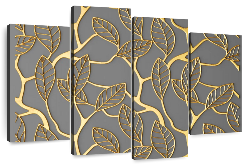 Gold Leaves Lattice Wall Art