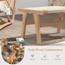 Teak Wood Ottoman Footstool with Braided Rope for Living Room by DirectDeals