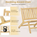 Teak Wood Outdoor Reclining Chair with Comfortable Backrest by LJGDeals