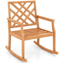 Teak Wood Rocking Chair with Backrest and Slatted Seat by LJGDeals