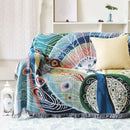 GobekUsa Knit Sofa Blanket Cover - Butterfly and Peacock Design for Single and Double Sofas.