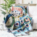 GobekUsa Knit Sofa Blanket Cover - Butterfly and Peacock Design for Single and Double Sofas.