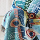 GobekUsa Knit Sofa Blanket Cover - Butterfly and Peacock Design for Single and Double Sofas.