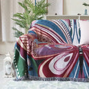 GobekUsa Knit Sofa Blanket Cover - Butterfly and Peacock Design for Single and Double Sofas.