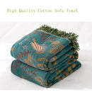 GobekUsa Cotton Gauze Non-Slip Sofa Blanket: Double-Sided Jacquard, Yarn-Dyed, Four Seasons Quality