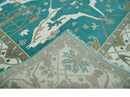 Teal and Ivory Hand knotted Oriental Oushak 9x12 wool Area Rug by The Rug Decor
