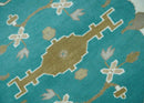 Teal and Ivory Hand knotted Oriental Oushak 9x12 wool Area Rug by The Rug Decor