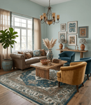 Teal Ivory Olive Hand Knotted Wool Area Rug Traditional Heriz by The Rug Decor