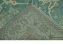 Teal and Ivory Hand Knotted Traditional Oriental Oushak 6x9 wool rug