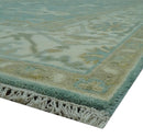 Teal and Ivory Hand Knotted Traditional Oriental Oushak 6x9 wool rug