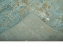 Teal and Olive Modern Abstract Hand Knotted 5x8 wool area Rug