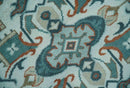 Teal and Silver Traditional Heriz Floral Hand Knotted Wool Area Rug