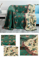 GobekUsa Birds Jacquard Cotton Gauze Sofa Cover - Non-Slip Blanket for All Seasons