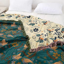 GobekUsa Birds Jacquard Cotton Gauze Sofa Cover - Non-Slip Blanket for All Seasons