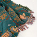 GobekUsa Birds Jacquard Cotton Gauze Sofa Cover - Non-Slip Blanket for All Seasons